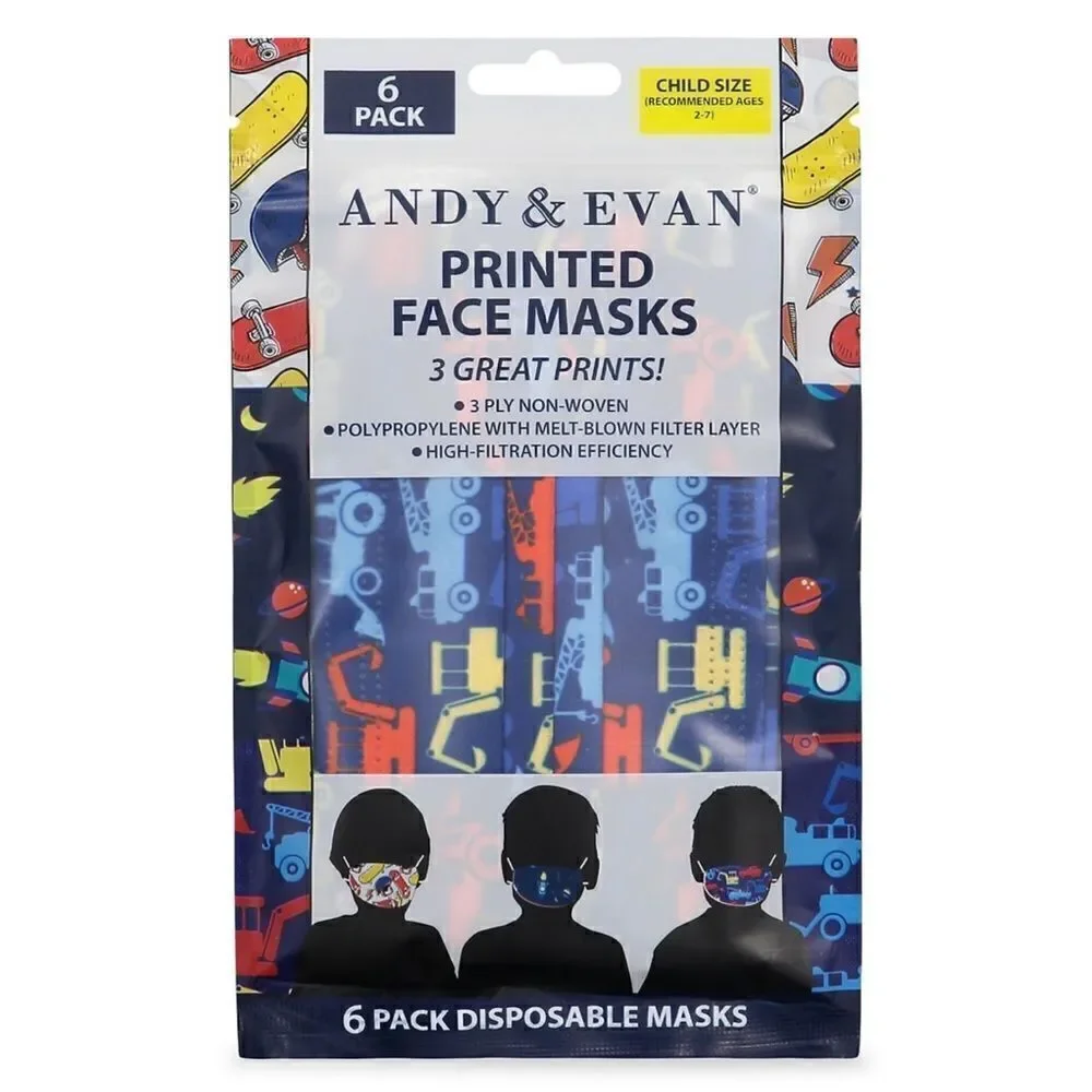 Andy & Evan 6 Pack Base Layer Fashion Masks for Kids New
